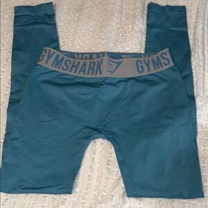 Gymshark Teal Leggings with Gray Waistband